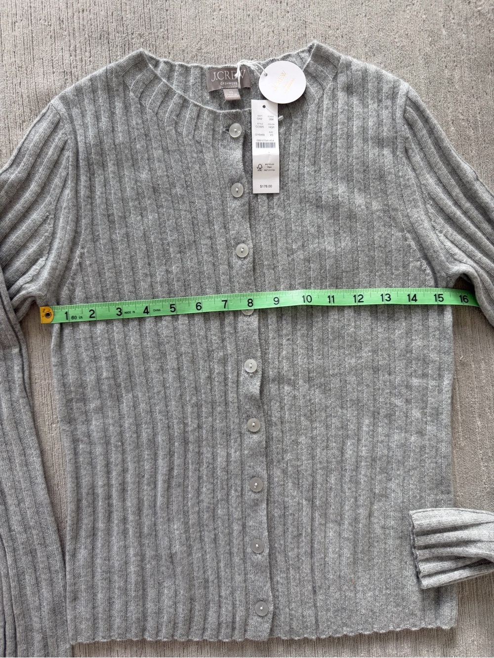 J. Crew Light Gray Ribbed Cashmere Cardigan - Picture 4 of 9